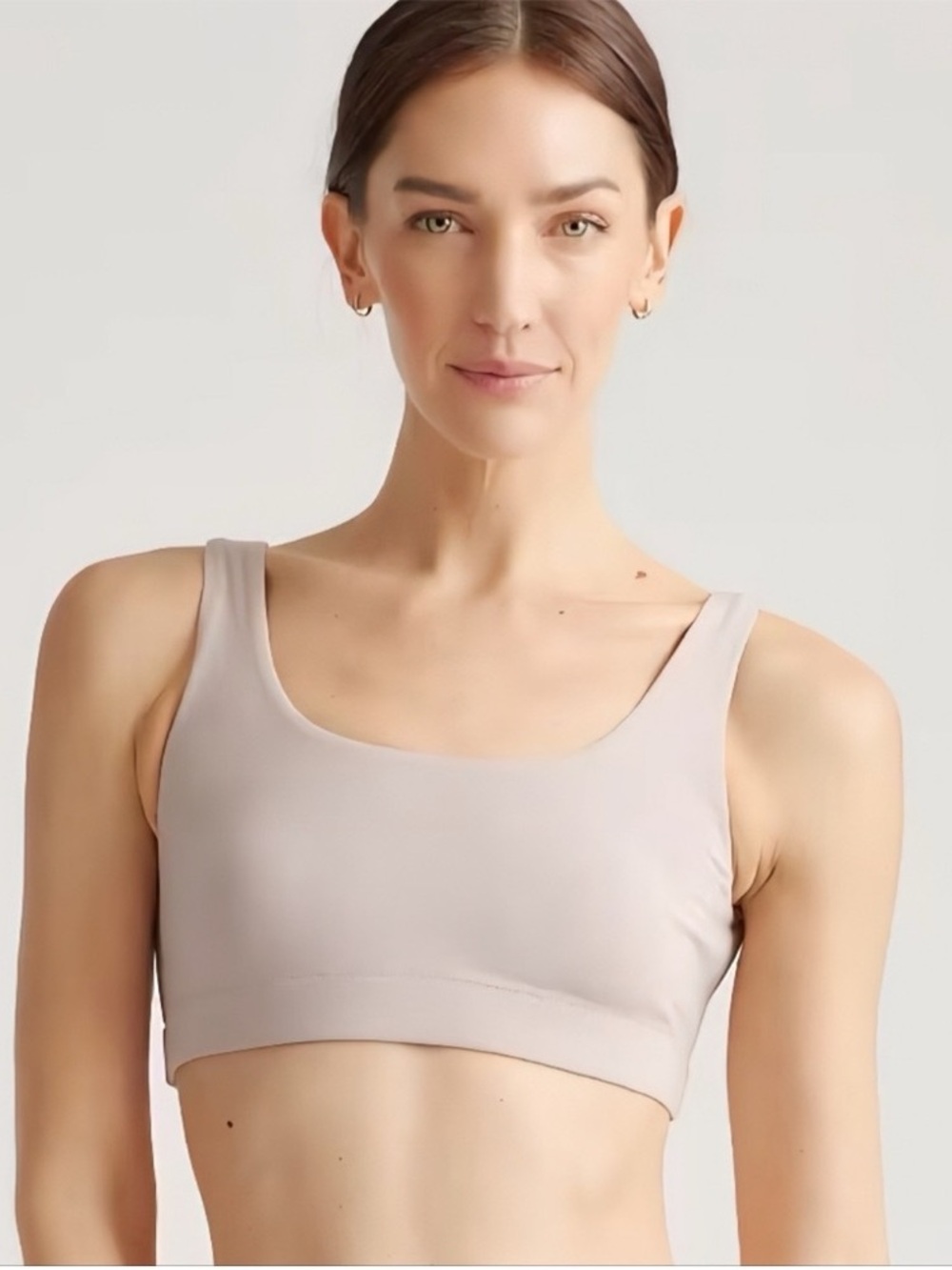 QUINCE Pink Organic Cotton Scoop Neck Bralette